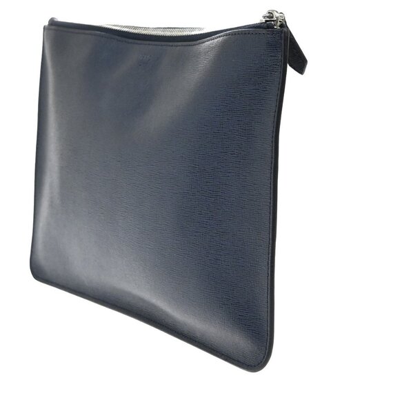 FENDI Logo Bugs Monster Clutch Hand Bag Leather Navy Blue SHW Italy 67KA952 - Picture 4 of 15